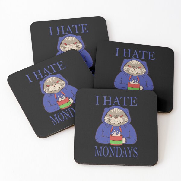 Item preview, A cat with coffee who hates Mondays funny cats designed and sold by ReneMM.