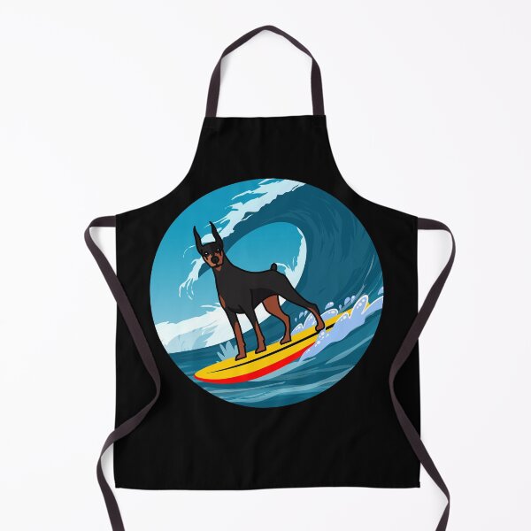 Item preview, Dobermann Owner Dog Surfing Sea Waves designed and sold by CuteDesigns1.
