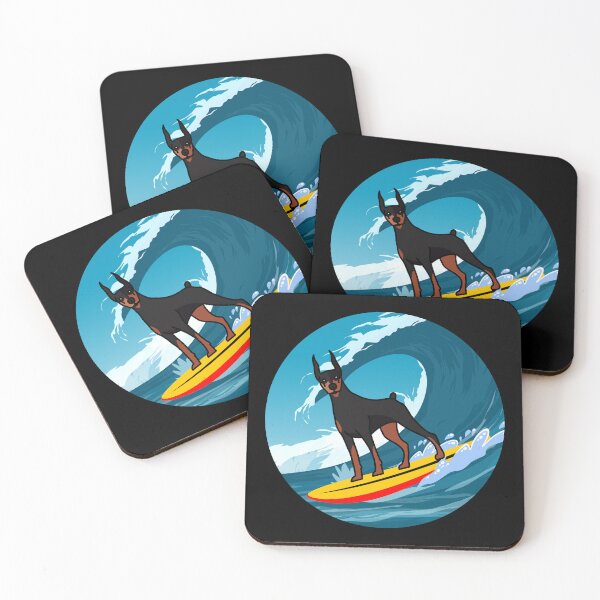 Item preview, Dobermann Owner Dog Surfing Sea Waves designed and sold by CuteDesigns1.