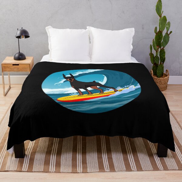Item preview, Dobermann Owner Dog Surfing Sea Waves designed and sold by CuteDesigns1.