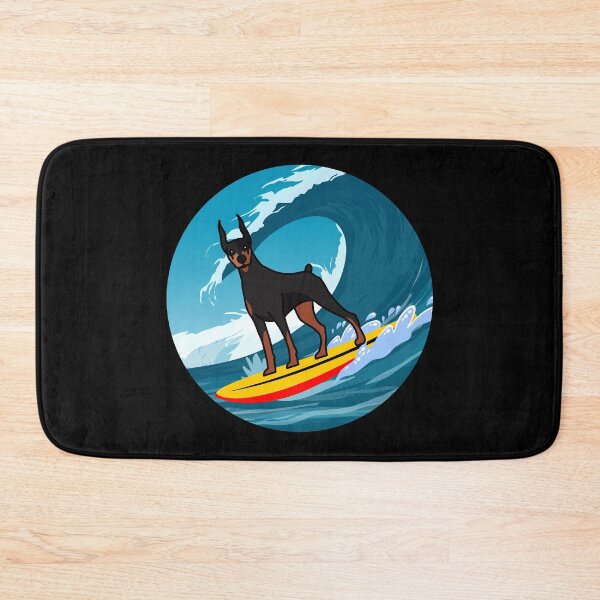 Item preview, Dobermann Owner Dog Surfing Sea Waves designed and sold by CuteDesigns1.