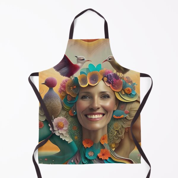 Item preview, Colorful Wonderland: A Surreal Woman Portrait with Birds and Blooms designed and sold by artmanikin.