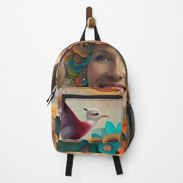 Item preview, Colorful Wonderland: A Surreal Woman Portrait with Birds and Blooms designed and sold by artmanikin.