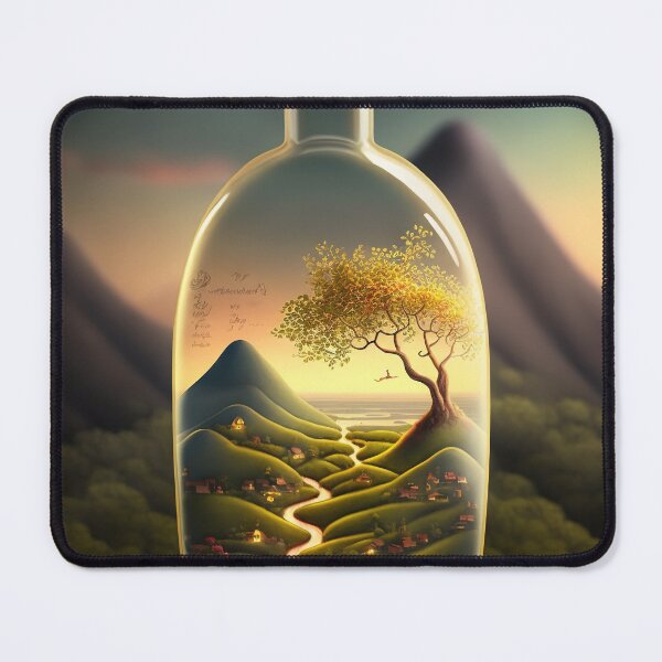 Item preview, Country landscape, mountains, roads, artwork in a glass bottle 10 designed and sold by jetaiart.