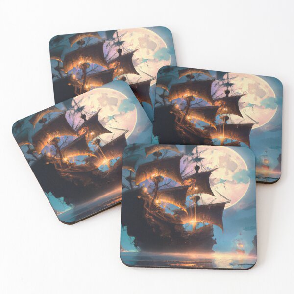 Item preview, Majestic Pirate Ship: Aesthetic Fantasy Fiction Art Under Moonlight designed and sold by Faeblehoarder.