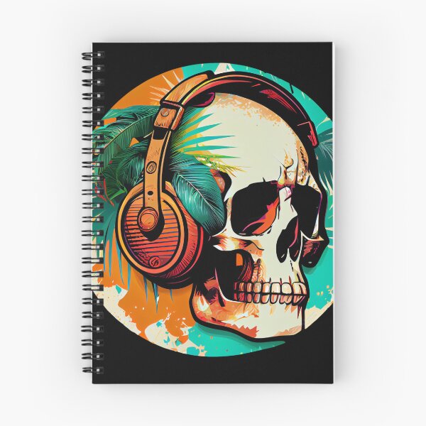 Item preview, Retro Tropical Skull with Headphones designed and sold by FiveIntentions.