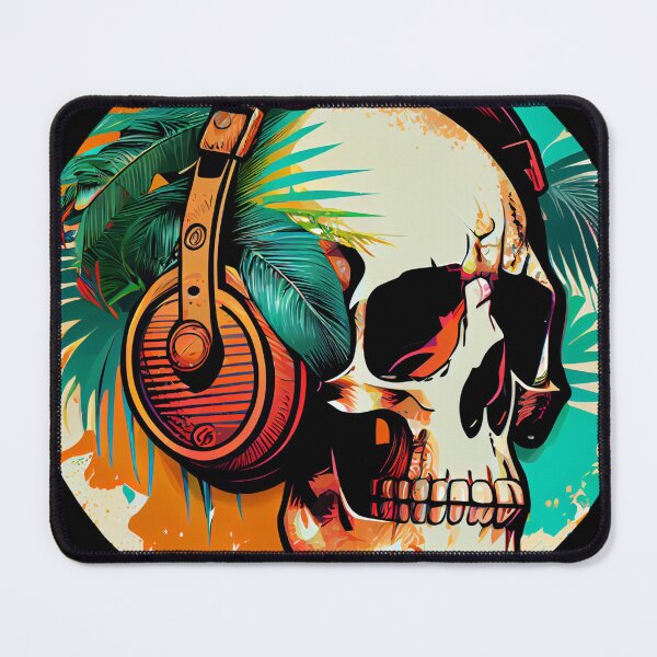 Item preview, Retro Tropical Skull with Headphones designed and sold by FiveIntentions.