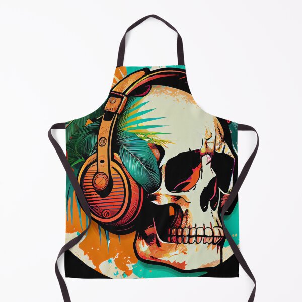 Item preview, Retro Tropical Skull with Headphones designed and sold by FiveIntentions.