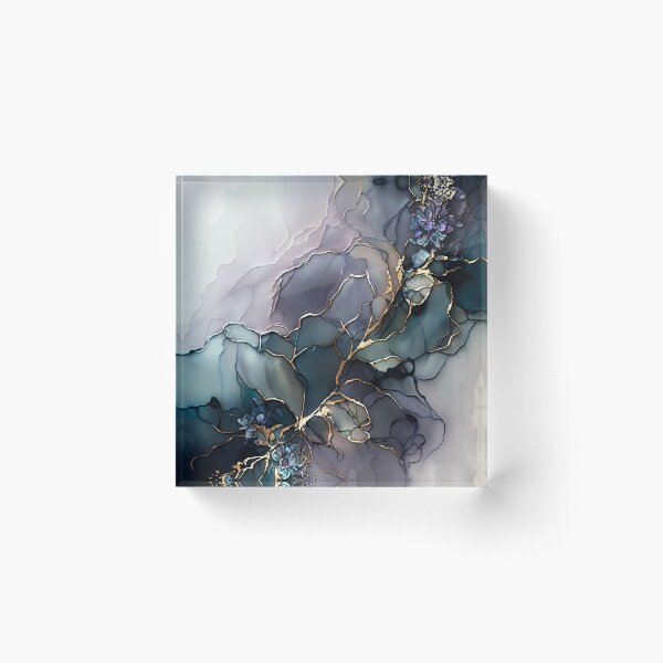 Aperçu de l'œuvre Harmonie florale pourpre - Art abstrait à l'encre d'alcool créée et vendue par inkvestor.