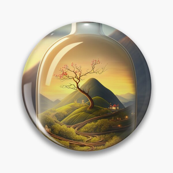 Item preview, Country landscape, mountains, roads, artwork in a glass bottle 11 designed and sold by jetaiart.