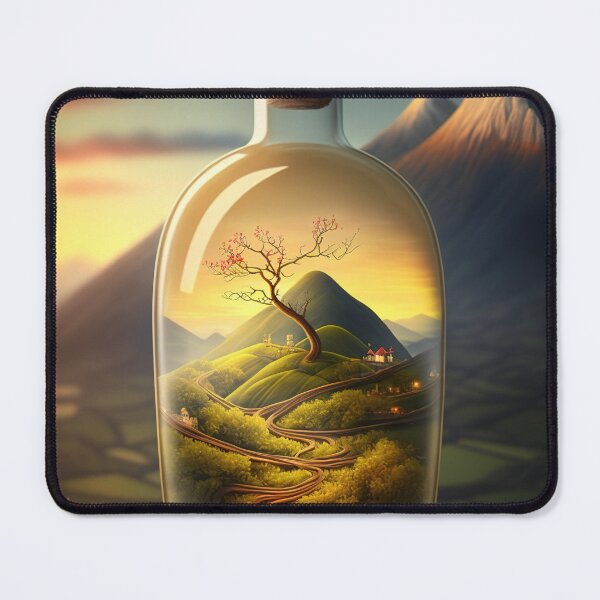 Item preview, Country landscape, mountains, roads, artwork in a glass bottle 11 designed and sold by jetaiart.