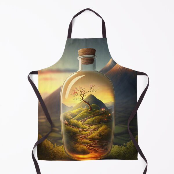Item preview, Country landscape, mountains, roads, artwork in a glass bottle 11 designed and sold by jetaiart.