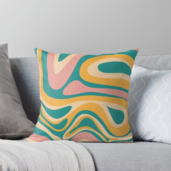 Item preview, 60s 70s Modern Retro Abstract Liquid Swirl Pattern in yellow, pink, and green designed and sold by HollyJxx.