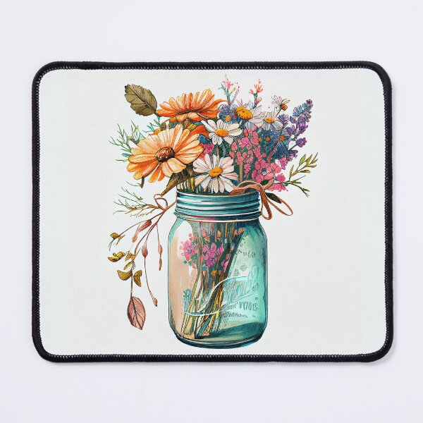 Item preview, mason jar with flowers designed and sold by Rosiere Donahue ⭐️ ⭐️ ⭐️ ⭐️ ⭐️.
