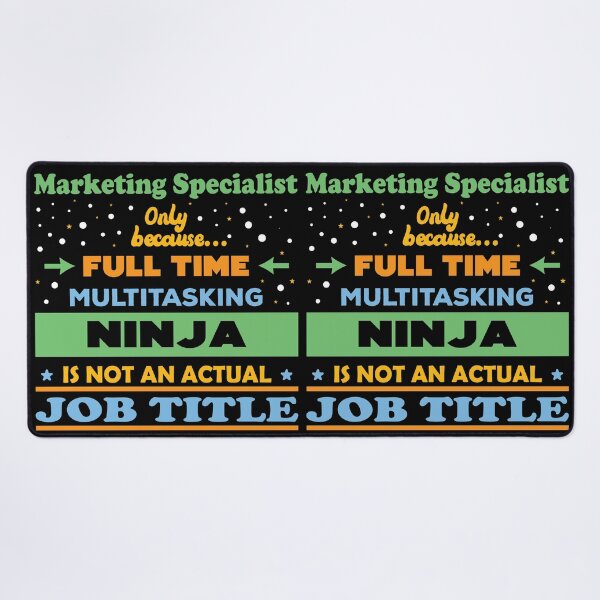Vista previa del artículo con la obra «Especialista en marketing solo porque el ninja multitarea a tiempo completo no es un título de trabajo real, trabajo de especialista en marketing ninja vintage y divertido, humor de especialista en marketing, broma de especialista en marketing, meme,», diseñado y vendido por SGS-.