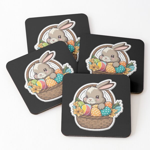 Artikelvorschau, Happy Easter Bunny with a Basket of Colorful Eggs entworfen und verkauft von Cheeeeky.