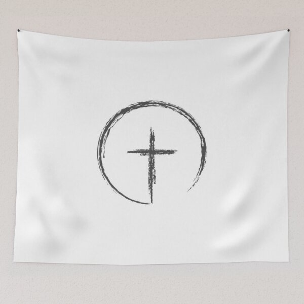 Item preview, Simple pencil drawing of a cross in a circle. Flat isolated Christian vector illustration stock illustration designed and sold by ULTRAMAX_DESIGN.