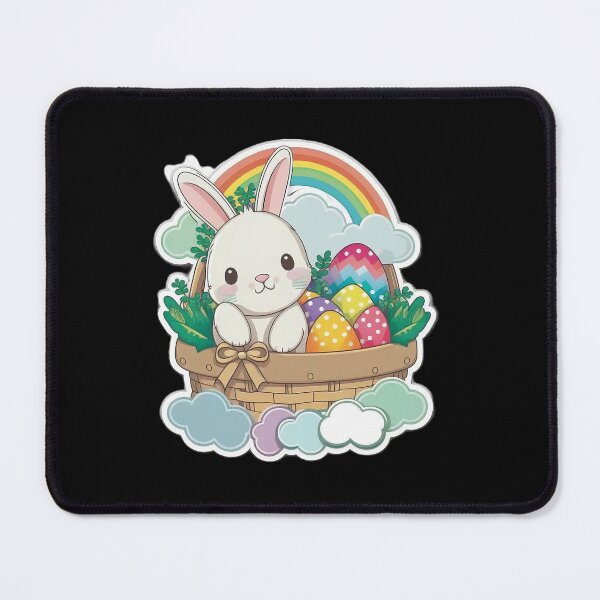 Artikelvorschau, Easter Bunny Delivering a Basket of Rainbow Easter Eggs entworfen und verkauft von Cheeeeky.
