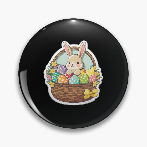 Artikelvorschau, Cute Easter Bunny with a Basket of Decorated Easter Eggs entworfen und verkauft von Cheeeeky.