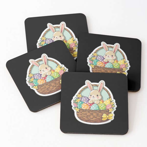 Artikelvorschau, Cute Easter Bunny with a Basket of Decorated Easter Eggs entworfen und verkauft von Cheeeeky.