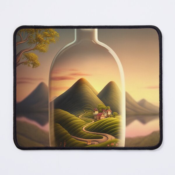 Item preview, Country landscape, mountains, roads, artwork in a glass bottle 12 designed and sold by jetaiart.