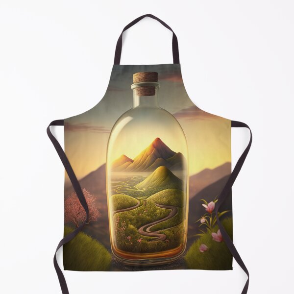 Item preview, Country landscape, mountains, roads, artwork in a glass bottle 13 designed and sold by jetaiart.