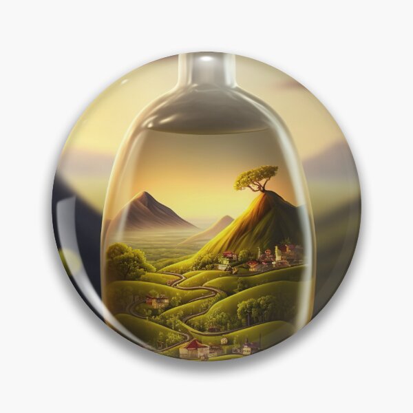Item preview, Country landscape, mountains, roads, artwork in a glass bottle 14 designed and sold by jetaiart.
