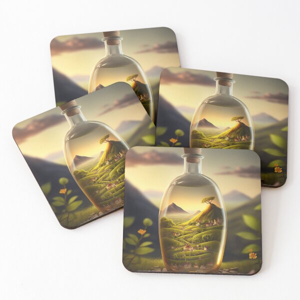 Item preview, Country landscape, mountains, roads, artwork in a glass bottle 14 designed and sold by jetaiart.