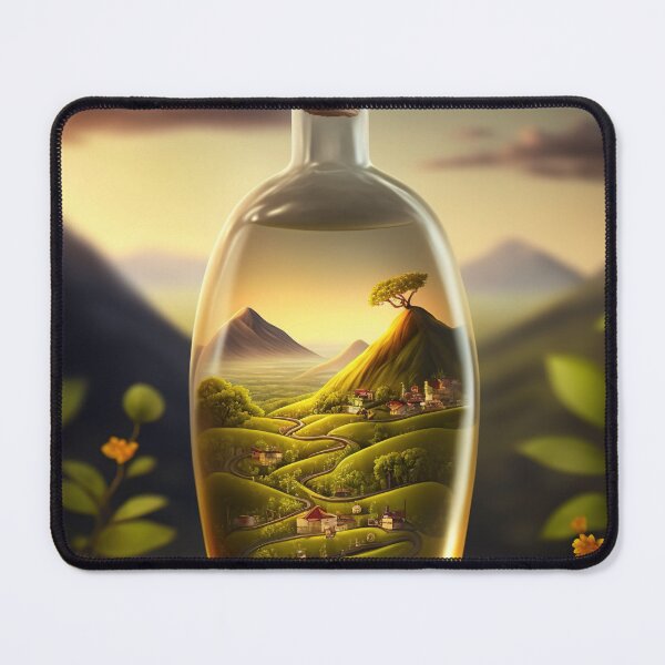 Item preview, Country landscape, mountains, roads, artwork in a glass bottle 14 designed and sold by jetaiart.