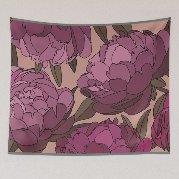 Item preview, The velvet and pink peonies in a lovely pattern on a pale pink background designed and sold by marina63.