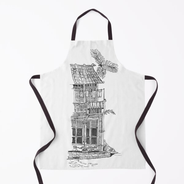 Item preview, Hoi An Vietnam Black Pen and Ink Fineliner Illustration Travel Art designed and sold by Wall-Art-Sketch.