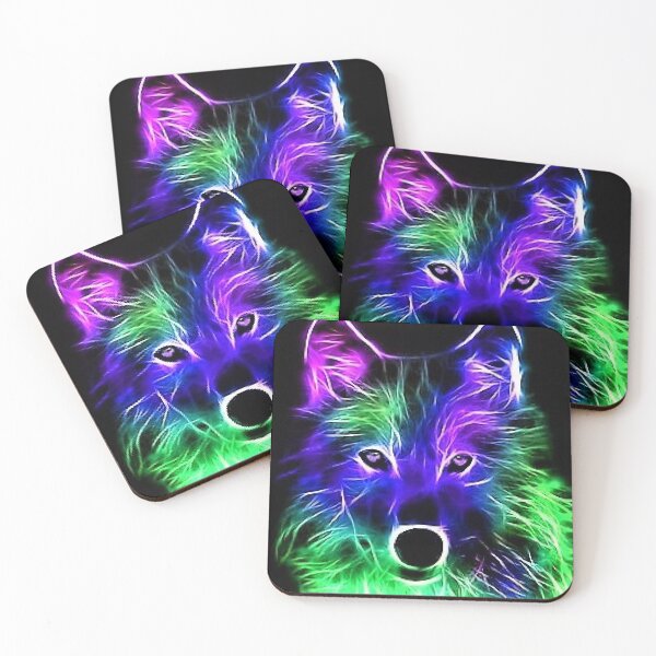 Item preview, Neon Wolf Blue & Green designed and sold by bohemianbrigade.