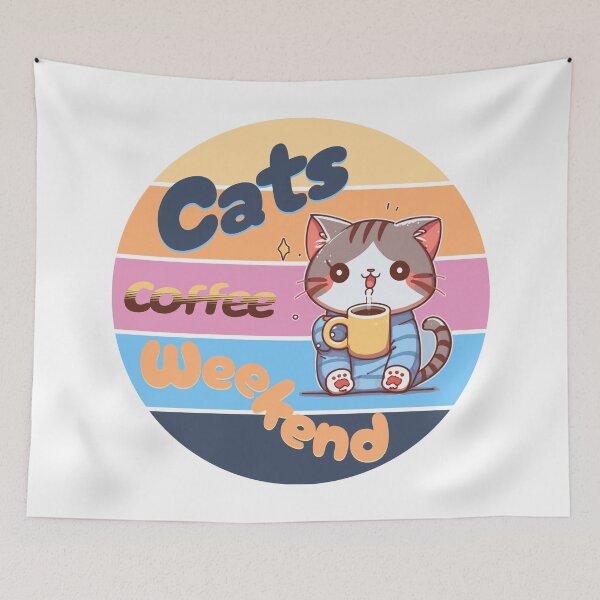 Aperçu de l'œuvre Cats coffee weekend Cute Design V1 créée et vendue par Family Journey with God.