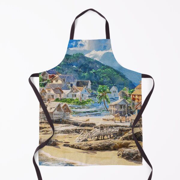 Item preview, Detailed fishers village watercolor painting designed and sold by Nakumis-shop.