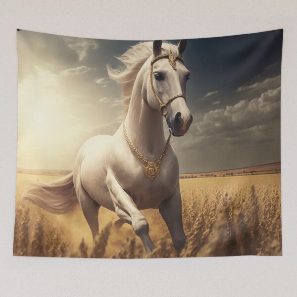 Item preview, Golden horse running in a wheat field designed and sold by Taiana Soares.
