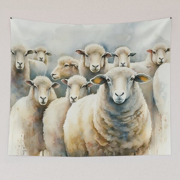 Aperçu de l'œuvre sheep watercolor créée et vendue par shokA Design.
