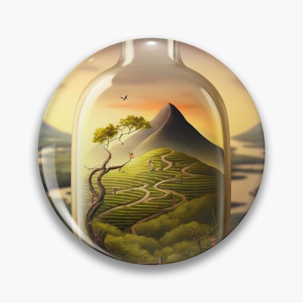 Item preview, Country landscape, mountains, roads, artwork in a glass bottle 15 designed and sold by jetaiart.