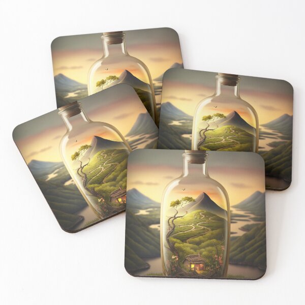 Item preview, Country landscape, mountains, roads, artwork in a glass bottle 15 designed and sold by jetaiart.