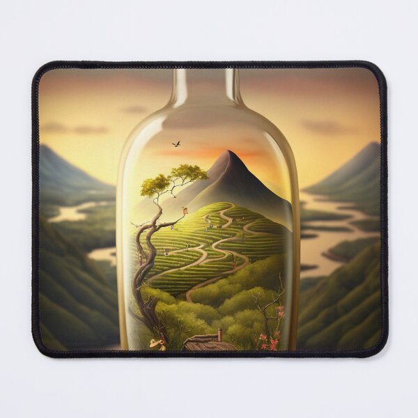 Item preview, Country landscape, mountains, roads, artwork in a glass bottle 15 designed and sold by jetaiart.