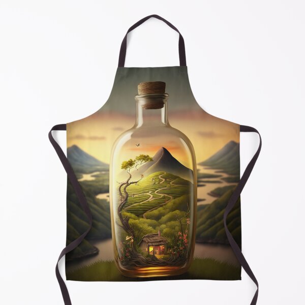 Item preview, Country landscape, mountains, roads, artwork in a glass bottle 15 designed and sold by jetaiart.