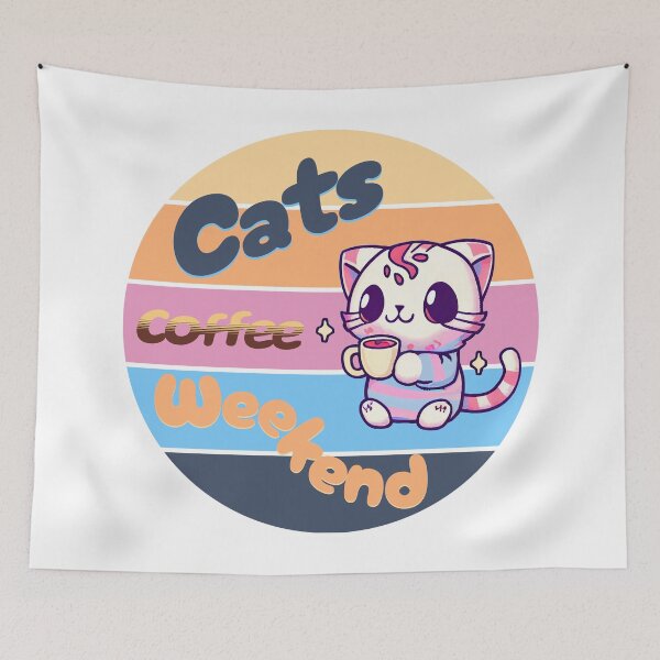 Aperçu de l'œuvre Cats coffee weekend Cute Design V3 créée et vendue par Family Journey with God.