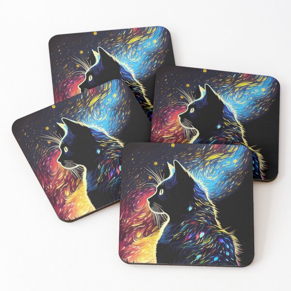 Item preview, Mystery Cat on Starry Night Background designed and sold by SoloSeal.