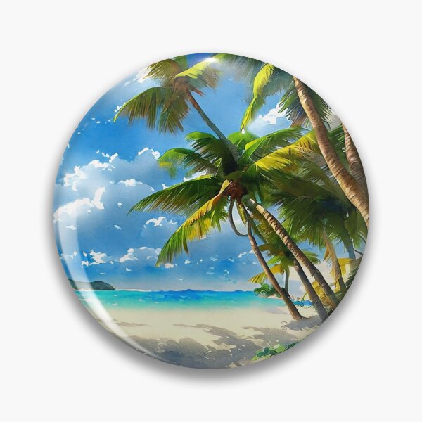 Item preview, Bright watercolor painting of caribbean beach designed and sold by Nakumis-shop.