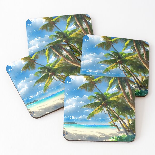 Item preview, Bright watercolor painting of caribbean beach designed and sold by Nakumis-shop.