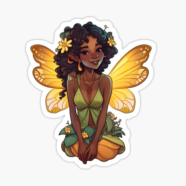 Lovely Gold Wings Fairy Sticker