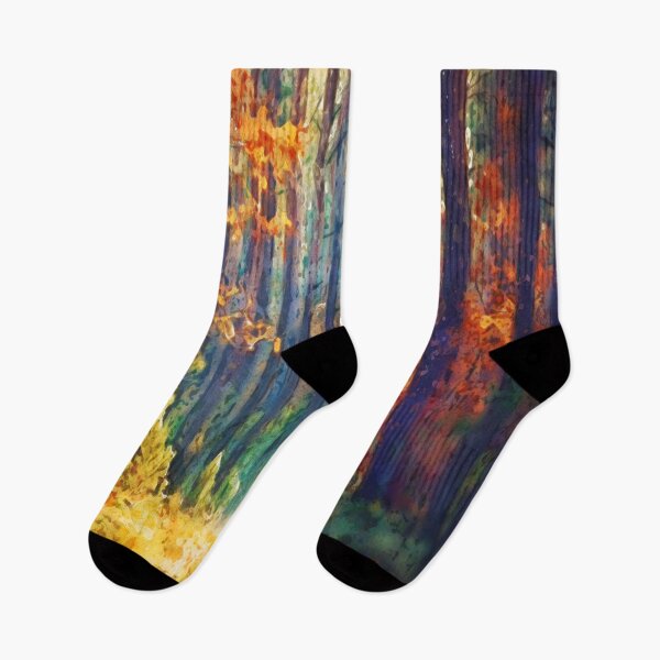 Item preview, colorful forest watercolor painting designed and sold by shokA Design.