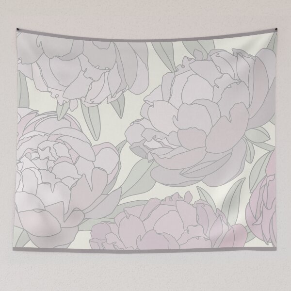 Item preview, The pale pink peonies in a lovely pattern on a yellowtoned background designed and sold by marina63.