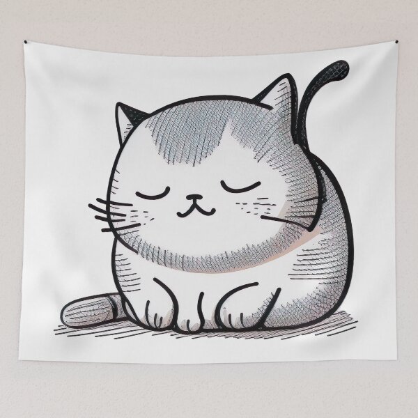 Item preview, Lazy white kawaii cat just wants to chill designed and sold by DailyDragon.