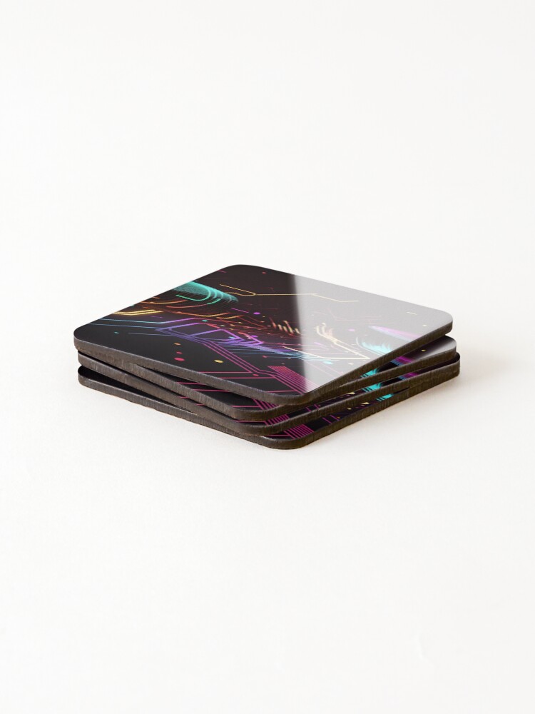 Thumbnail 4 of 5, Coasters (Set of 4), Simplistic Digital lines representing technology background designed and sold by RAPiD81.