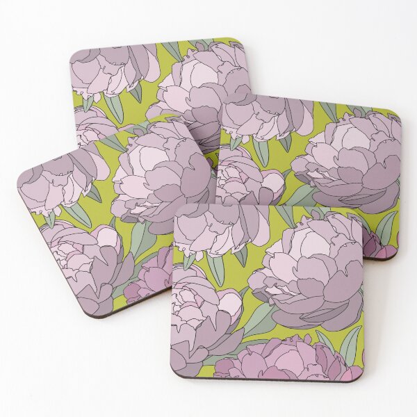 Item preview, The velvet and pink peonies in a lovely pattern on a limegreen background designed and sold by marina63.